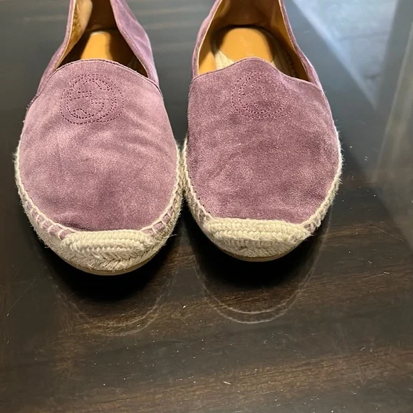 GUCCI Purple Leather Suede Espadrilles Flat Loafers Women’s Size 38.5